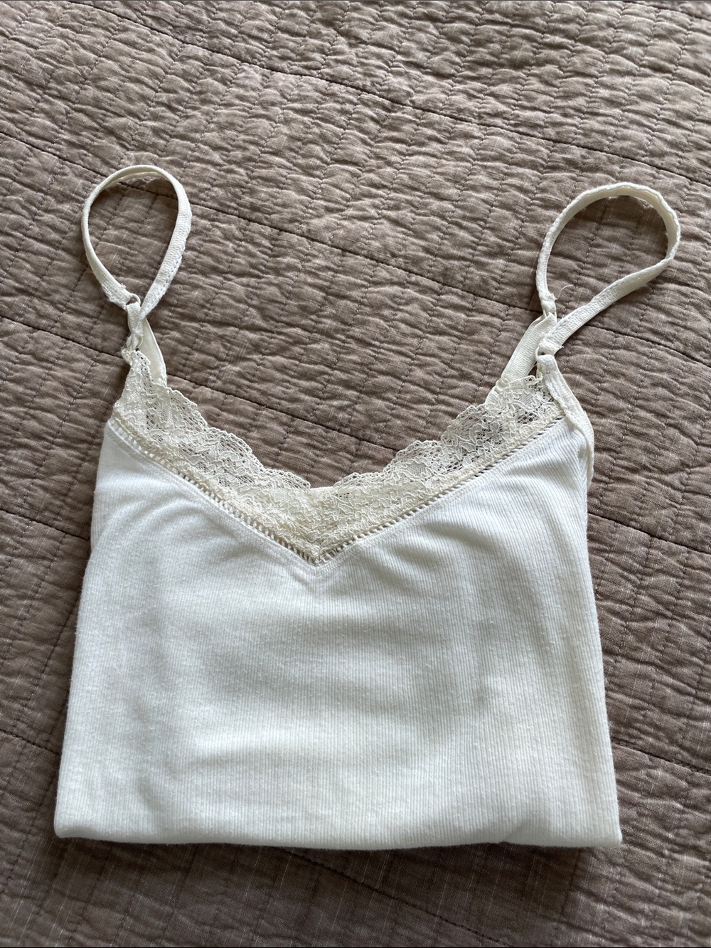 Women’s Lace-Trim Stretch Muscle Tee – White